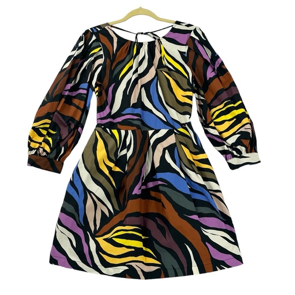 Who What Wear Women’s Fluffy Sleeve Geometric Print Midi Dress W/Pockets Size XS - Picture 1 of 12